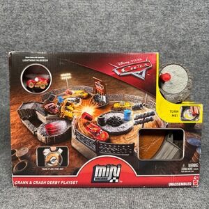 New Disney Pixar Cars Mini Racers Derby Playset Crank & Crash